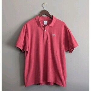 Lacoste Size 7 Vintage Mesh Polo Shirt Mens Red Pullover Top Short Sleeve Cotton